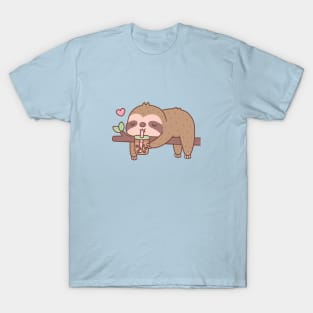 Cute Chilling Sloth Drinking Bubble Tea T-Shirt